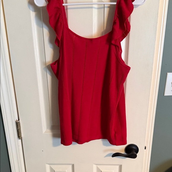 Ann Taylor Factory Red Ruffle Tank Top - Picture 5 of 6